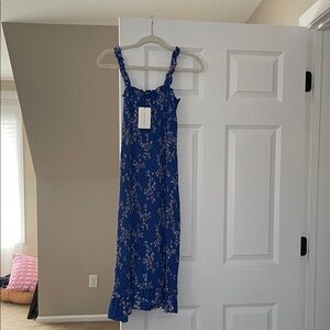 Faithfull the Brand Blue Floral Midi Dress